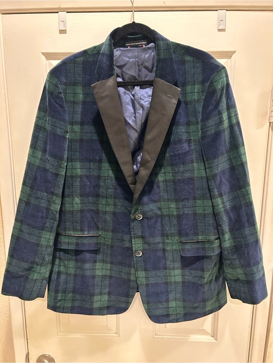 Tommy Hilfiger Other - Men's Tartan Green & Blue Plaid Tuxedo Blazer